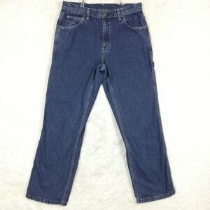 Key Mens Jeans Carpenter Blue Denim Relaxed Fit Medium Indigo Wash 34x32‎
